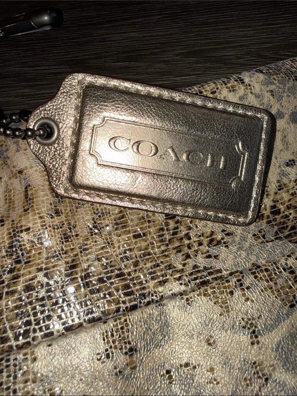 Coach Python-Print Leather Shoulder Bag Double Strap